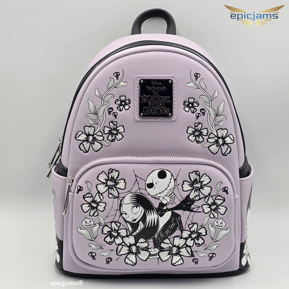 Loungefly The Nightmare Before Christmas Jack & Sally Lavender Floral Backpack
